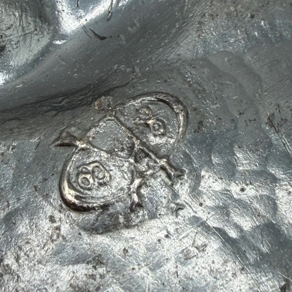 Antique Art Nouveau Bronze? Tray Woman Poppies Repousse Vanity Trinket Dish